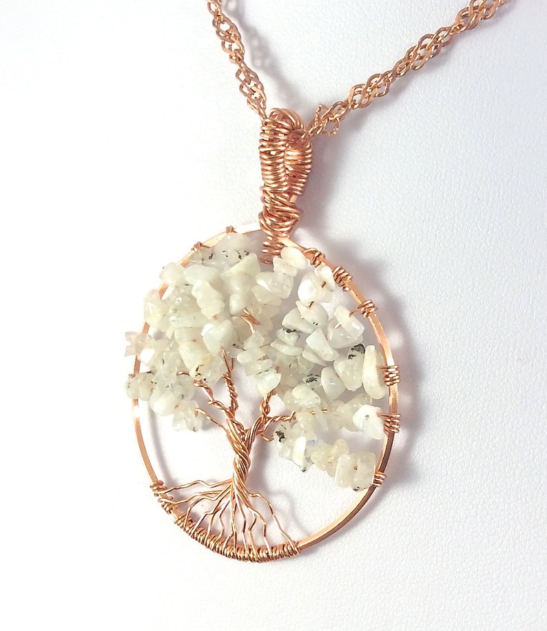 Rose Gold Moonstone Tree of Life Pendant June Birthstone Copper Silver, Bronze Gold Tree of Life Pendant June Tree of Life Pendant