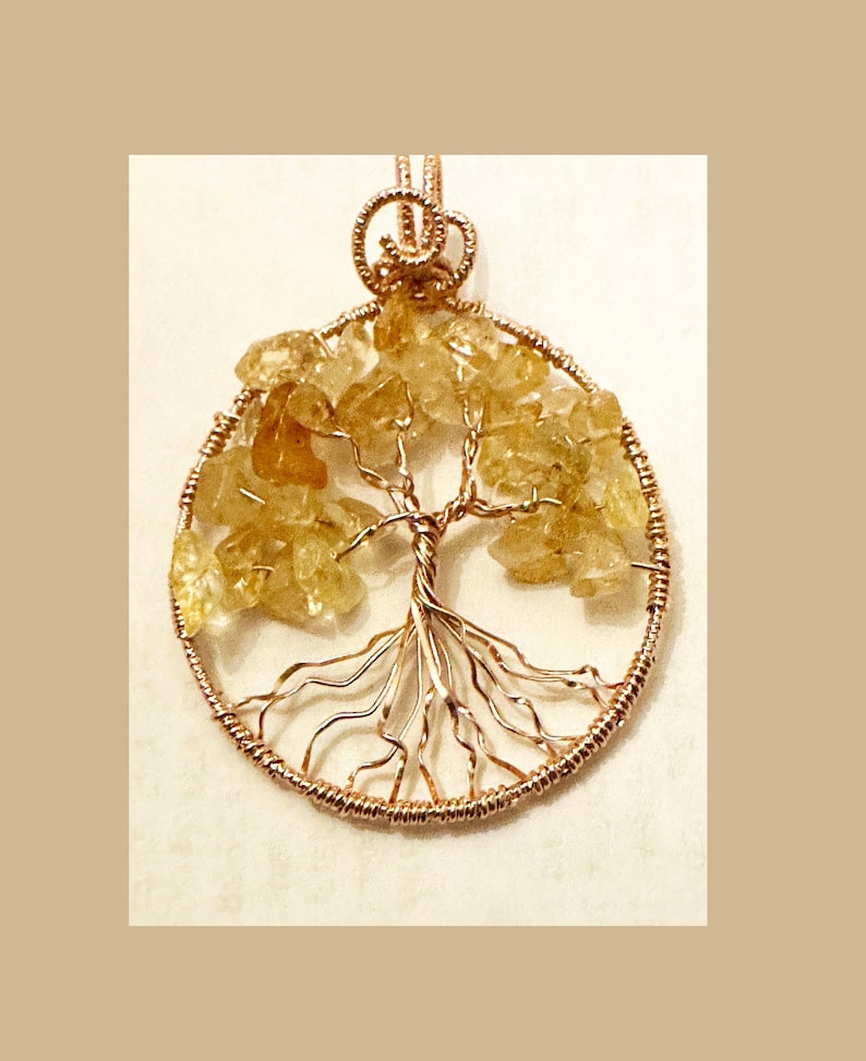 Tree of Life Pendant, Citrine Tree of Life necklace pendant, Citrine Gemstone, November birthstone, wire wrapped Tree of Life image 1