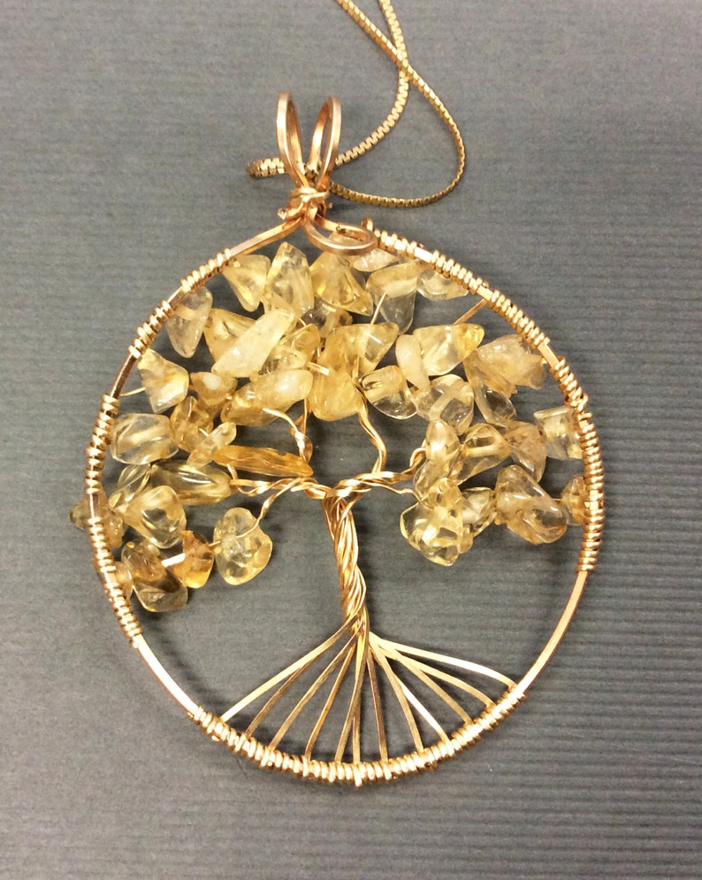 Tree of Life Pendant, Citrine Tree of Life necklace pendant, Citrine Gemstone, November birthstone, wire wrapped Tree of Life image 5