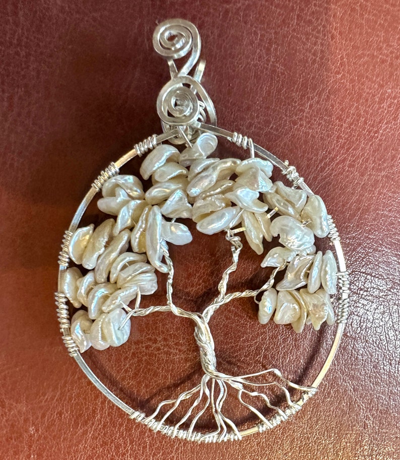 June Tree of Life Pendant, Keishi Pearl Tree of Life Pendant, Custom Tree of Life Pendant, June Birthstone, Pearl Necklace, Ready to Ship, Sterling