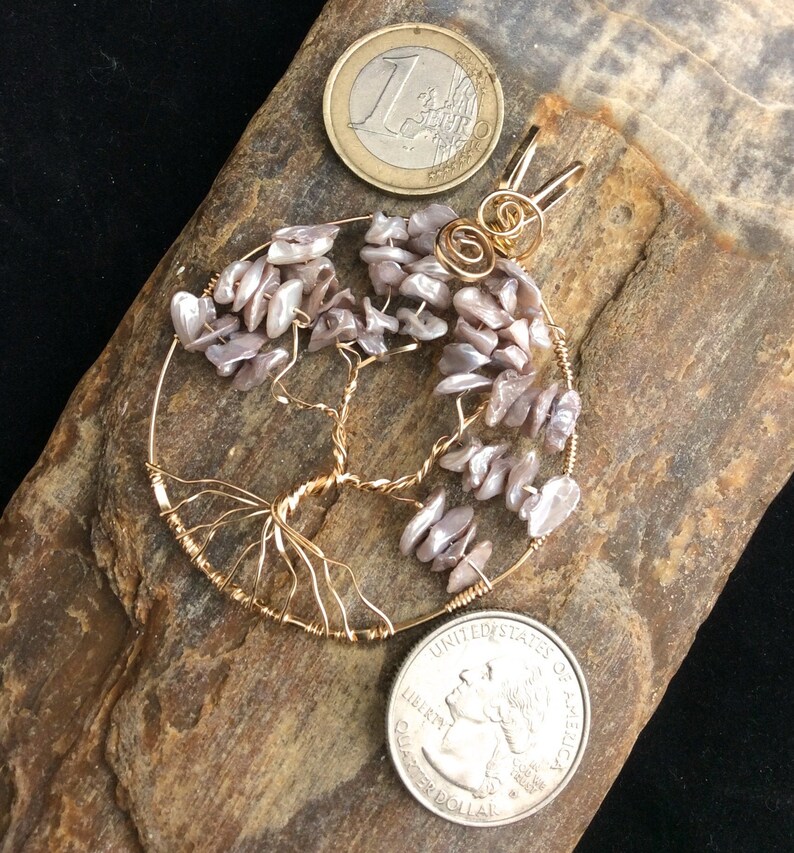June Tree of Life Pendant, Keishi Pearl Tree of Life Pendant, Custom Tree of Life Pendant, June Birthstone, Pearl Necklace, Ready to Ship, Gold-fill