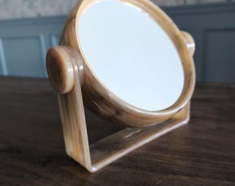 Vintage Flip-spegel MCM Marmorerad Lucite Akryl Sköldpaddsskal Tillverkad i Japan
