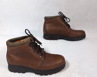 Botas Timberland vintage para mujer, talla 7.5, de cuero marrón, impermeables, para senderismo, hechas en Italia.