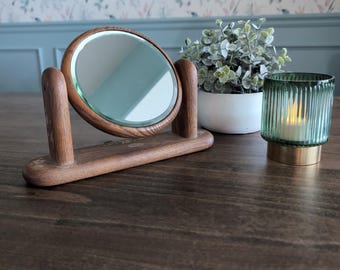 Gale Blashka Vanity Mirror Floral Hand Painted Wood Swivel~ Vintage Dual Sided