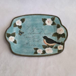 Susan Winget Certified International Platter 13x9.5 Bird Floral Nature's Garden*