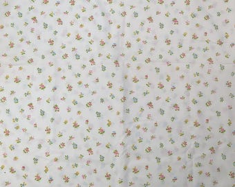 Vintage Sears tweepersoons plat laken met landelijke bloemenprint, mousseline PERMA-PREST 72 x 104