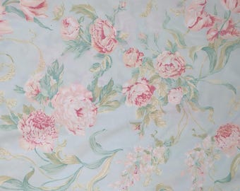 Wamsutta Ultracale Sheet Set King 4pc Green Pink Floral Peony Tulip Vintage USA