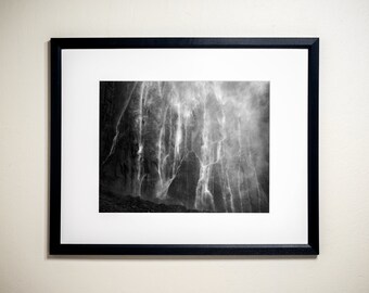 Water Pouring Over Granite No. 1, Yosemite National Park, CA | Black & White Fine Art Photographic Landscape Print