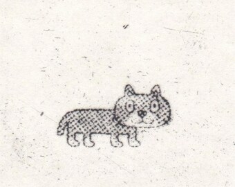 Etching Cat Art Print – Plate Mark & No Plate Mark Set (Digital Download)