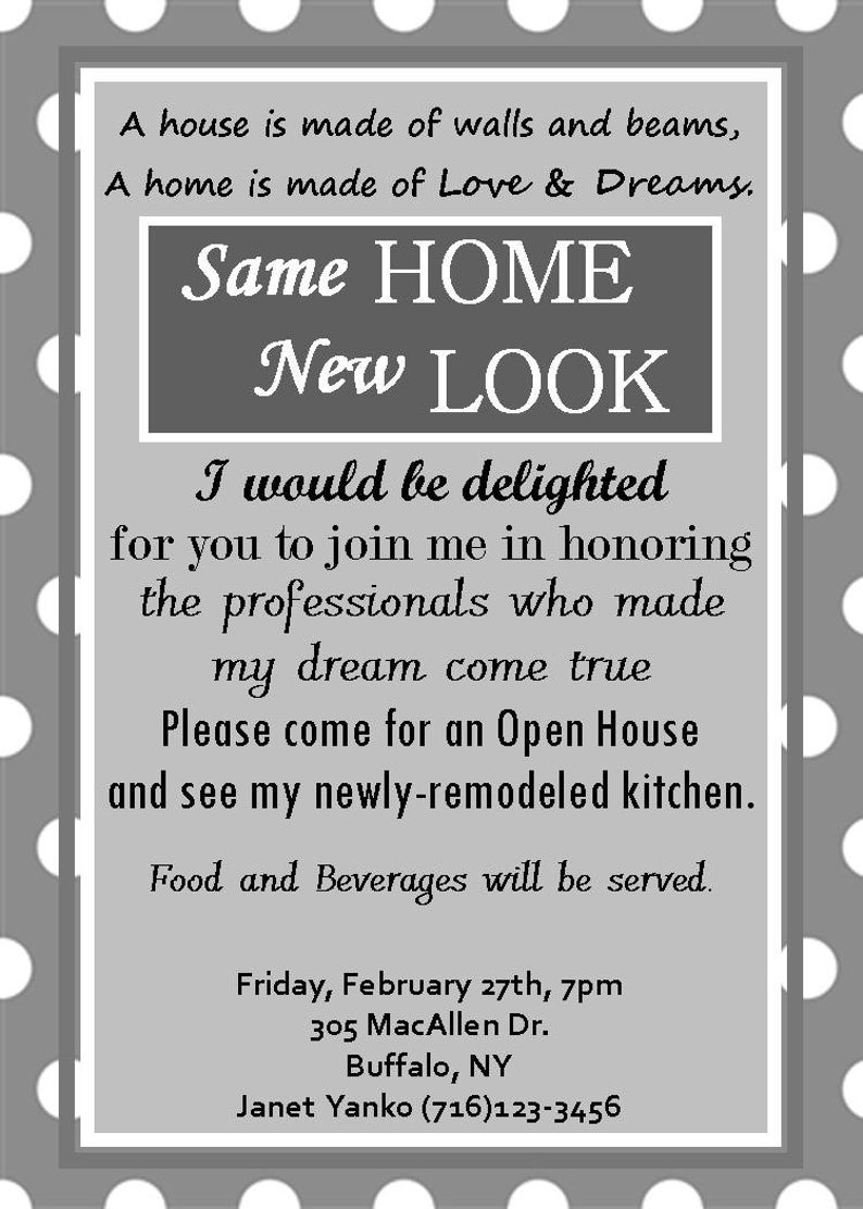 Open House Invitation Custom Invite Home Remodeling Digital | Etsy