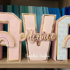 Letras 3D cumpleaños boho, tema boho