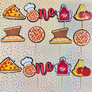 12 cupcakes topper pizza party