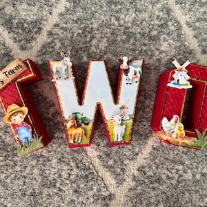 Letras 3D granja niño /letters 3d farm boy