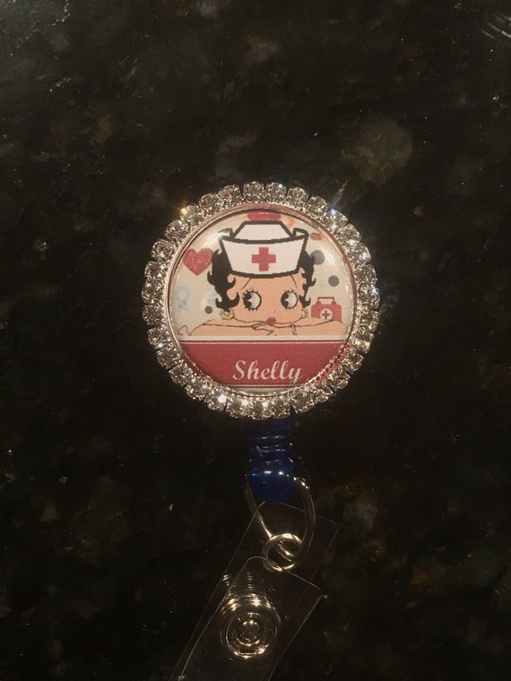 Super Cute-Betty the Nurse-RN Personalized Retractable Badge Holder Badge Reel Clips Nurse Badge-