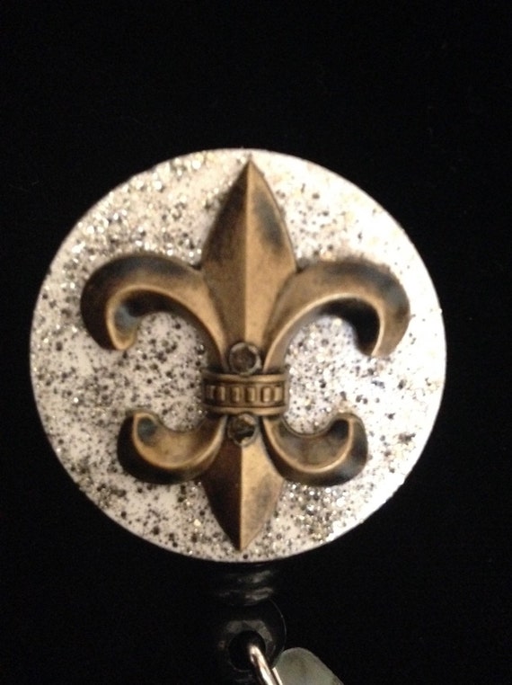 Set of 2 Fleur de Lis /& Round Brown Stone Eyeglass ID Badge Holder Pins
