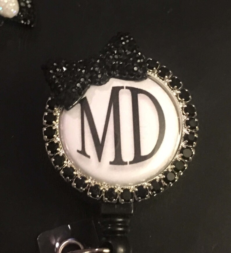 MD initials doctors hospital id badge reel name tag clip Etsy