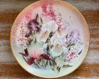 Vintage Lena Liu Iris Quartet Plate: Symphony of Shimmering Beauty