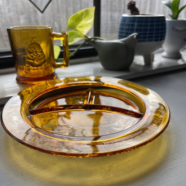 Amber Tiara Margery Daw See-Saw Divided Nursery Plate Set Retro Mid Century Modern Style Childs Plate Mother Goose Baby Shower Gift Vintage