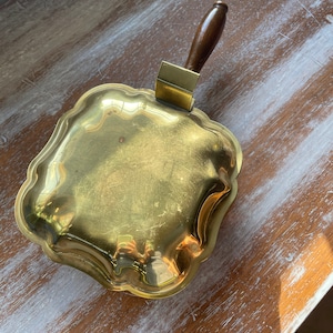 Vintage Brass Scalloped Crumb Catcher: Mid Century Silent Butler