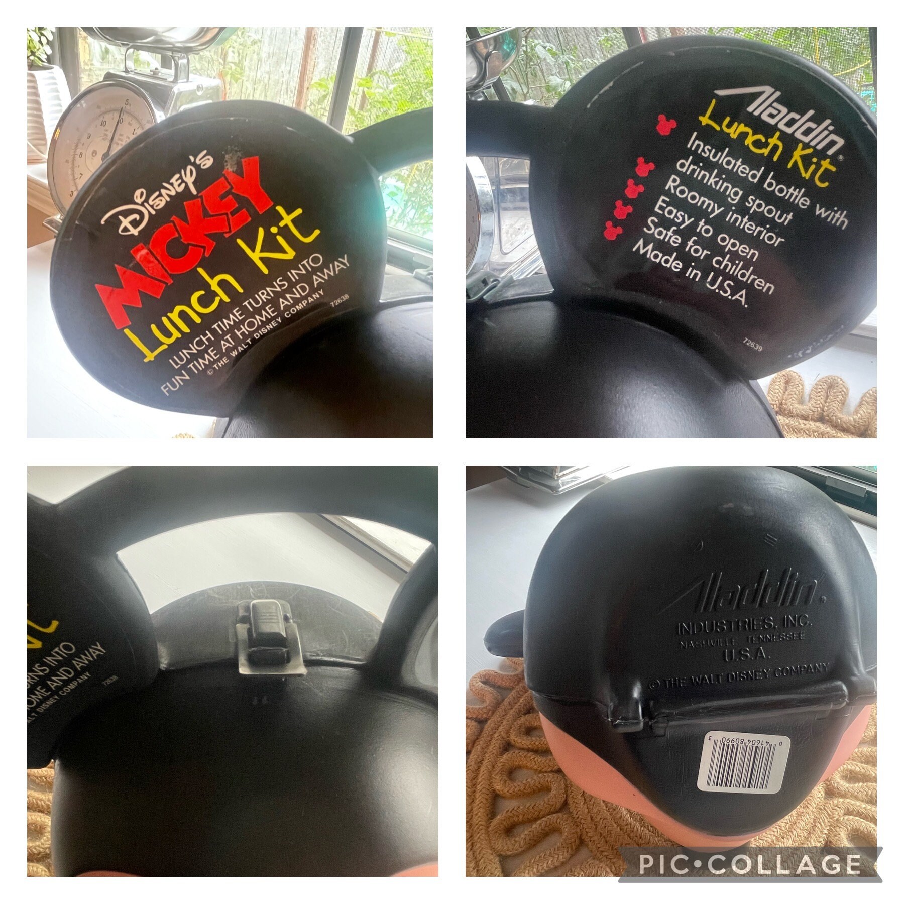 Vintage 80s Mickey Mouse Lunchbox With Thermos, Aladdin Disney