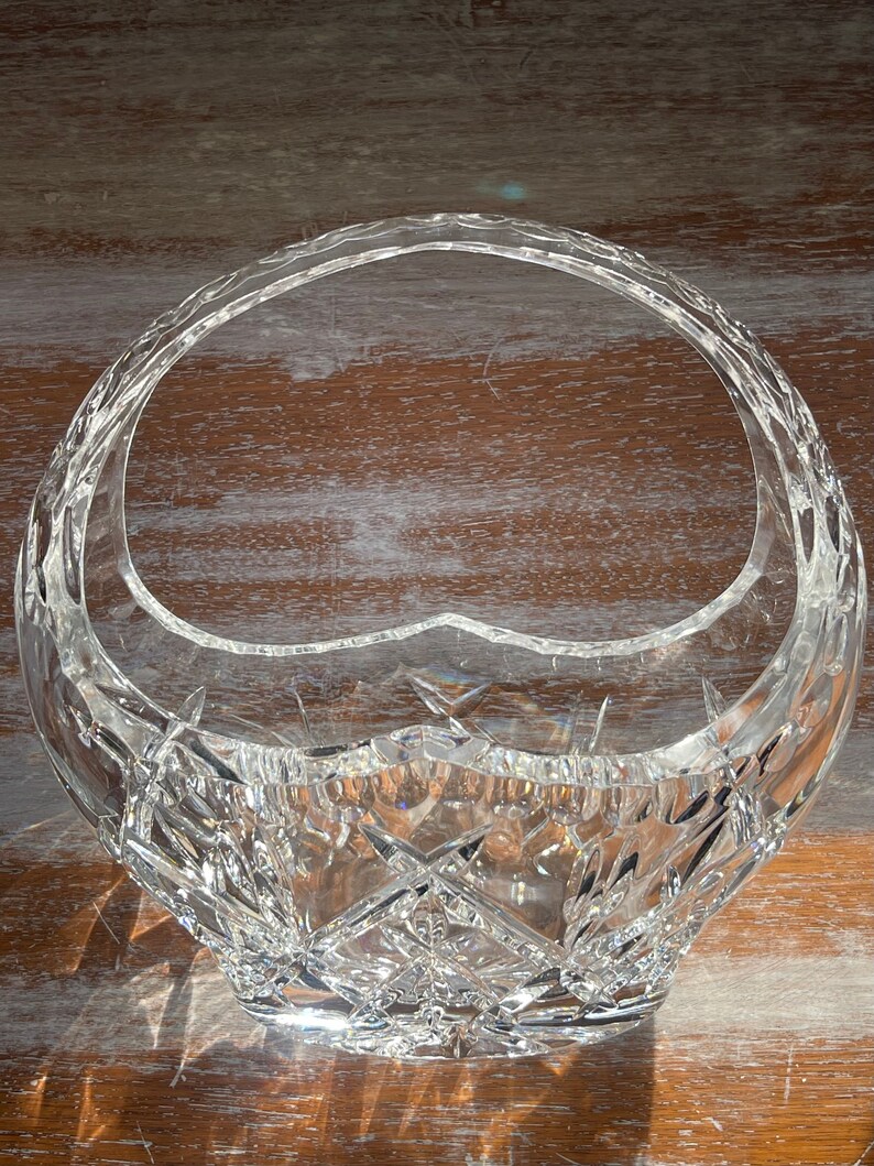 Vintage Crystal Basket With Handle Star Print on Bottom Etsy