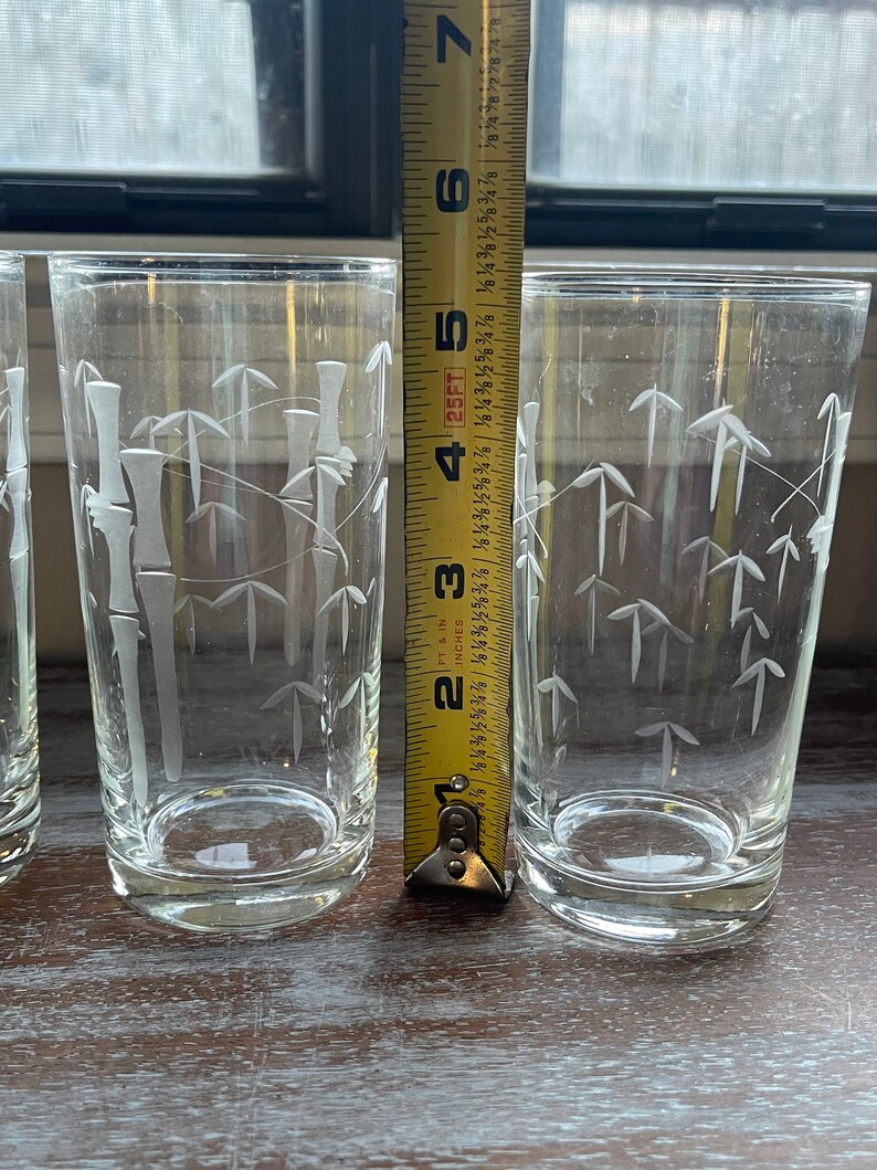 Vintage Sasaki Noritake Bamboo Etched Drinking Glasses Set of Etsy