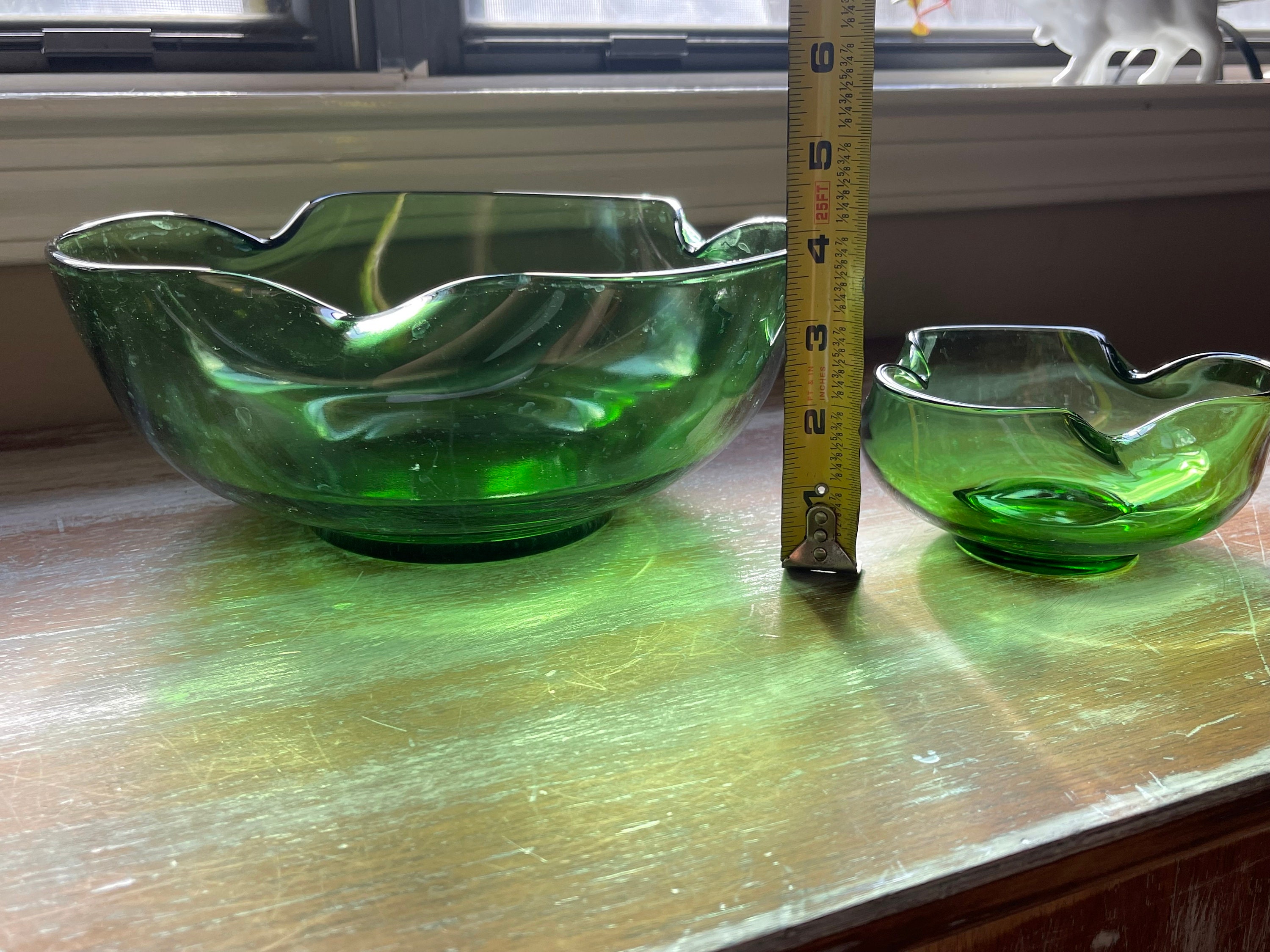 Green Glass Chip and Dip - Etsy Green Glass Chips Salsa Bowl Serving Dish Party Decor main image 1