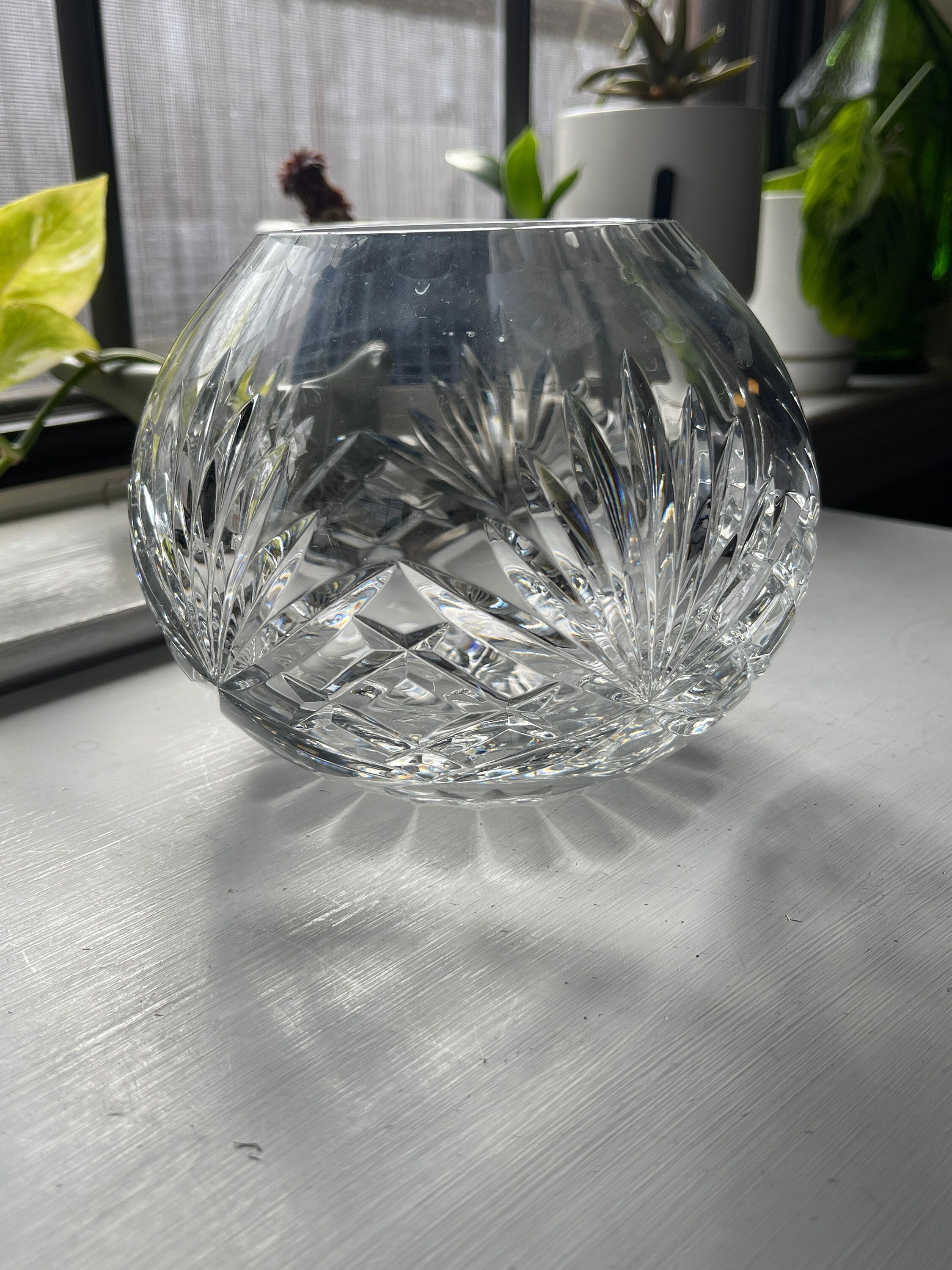 Large Cut Crystal Rose Bowl - Etsy