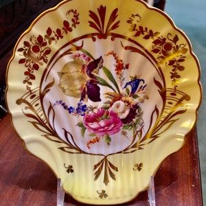 Limoges Plate Shell Shape with Floral Design France