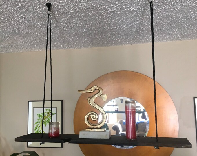 Ceiling Mounted Hanging Shelf, All Hardware Included, Rope Suspended