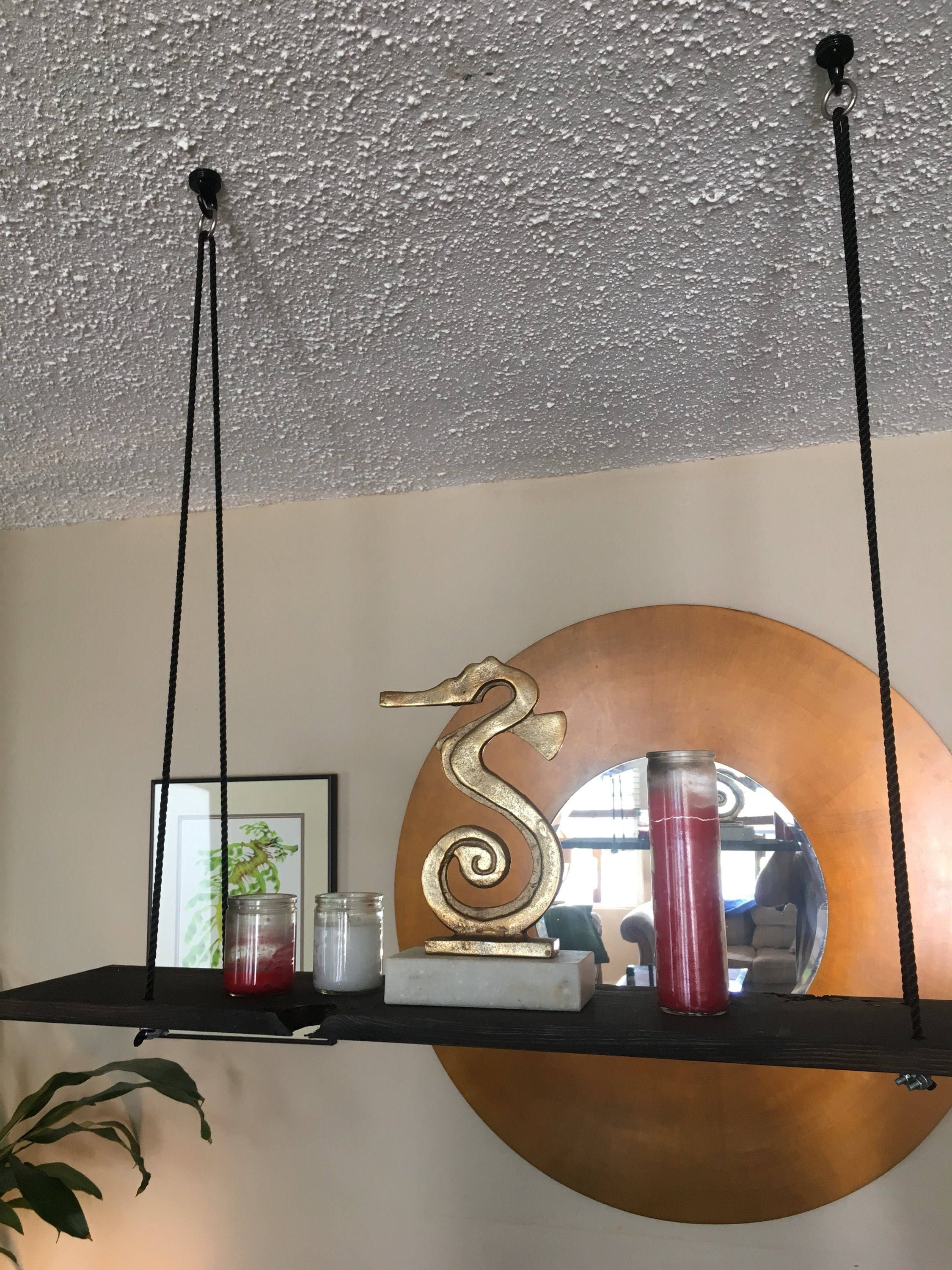 Ceiling Mounted Hanging Shelf All Hardware Included Rope Etsy Canada