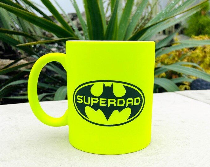 Superdad neon yellow 11oz ceramic coffee mug