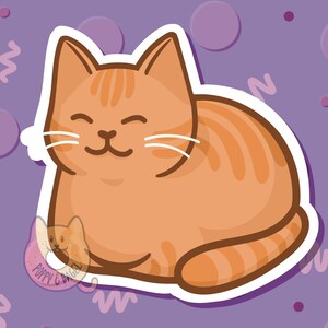 Orange Tabby Cat Loaf Sticker; Waterproof Dishwasher Safe Matte Vinyl Sticker