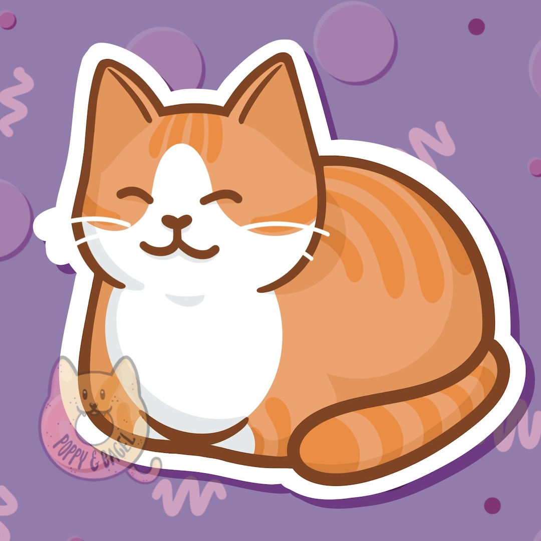 Orange Tuxedeo Tabby Cat Loaf Sticker; Orange and White Kitty With 2 ...