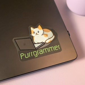 Schnurrgrammer Katze Sticker; Programmierer Coder Software Engineer Cat Loaf Wasserdichter Spülmaschinenfester Matter Vinyl Aufkleber