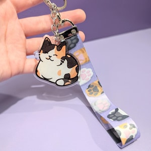 Pulsera de frijoles con punta de gato / Mini llavero con cordón de pata de gatito combinado