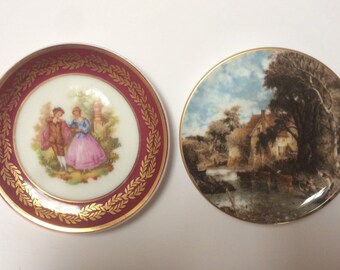 Small Limoges 8.5cm & Coalport 7.8cm cabinet plates