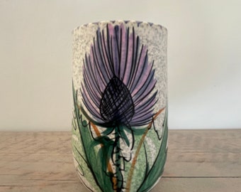French ceramic vase hand painted with a flower design