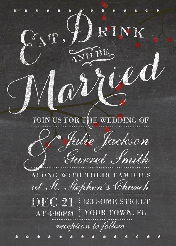 Wedding Invitation Template Chalkboard Wedding Invitation - Etsy