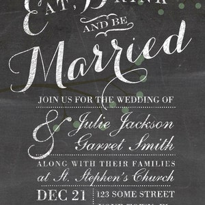 Wedding Invitation Template - Chalkboard Wedding Invitation - Printable ...