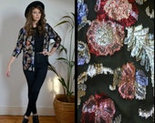 Amazing Unique Vintage Metallic Floral Grunge 90's Blouse Size 12/14