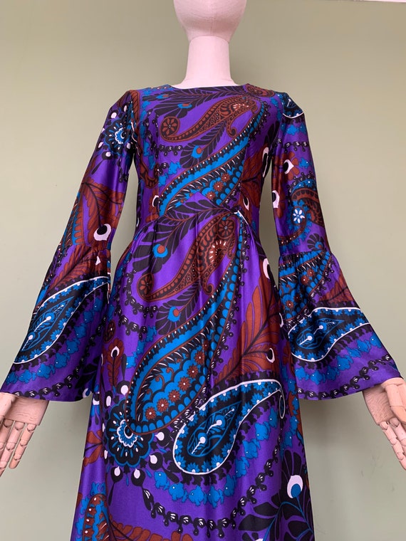 Vintage 1960’s 70’s psychedelic purple paisley be… - image 6