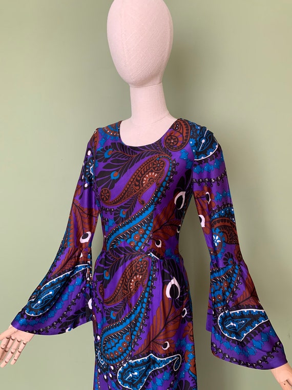 Vintage 1960’s 70’s psychedelic purple paisley be… - image 3