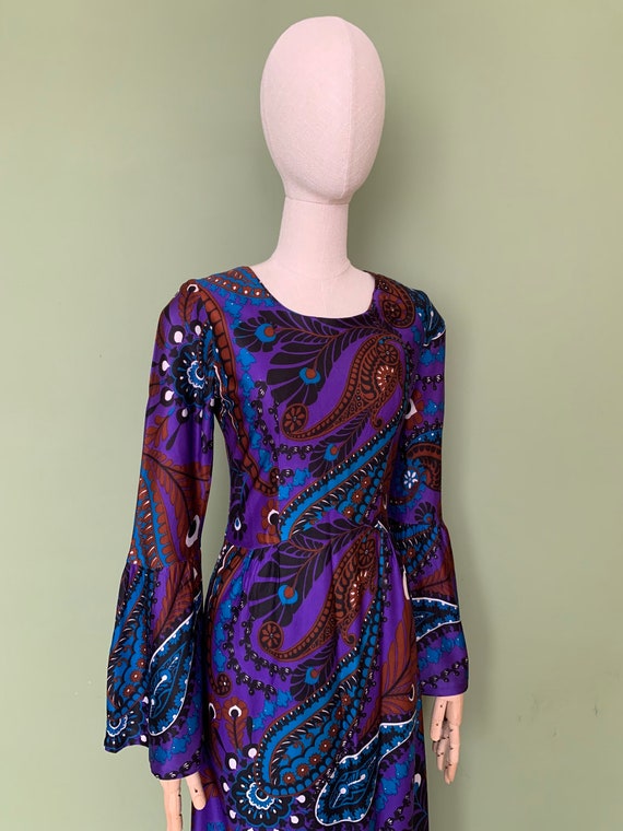 Vintage 1960’s 70’s psychedelic purple paisley be… - image 7