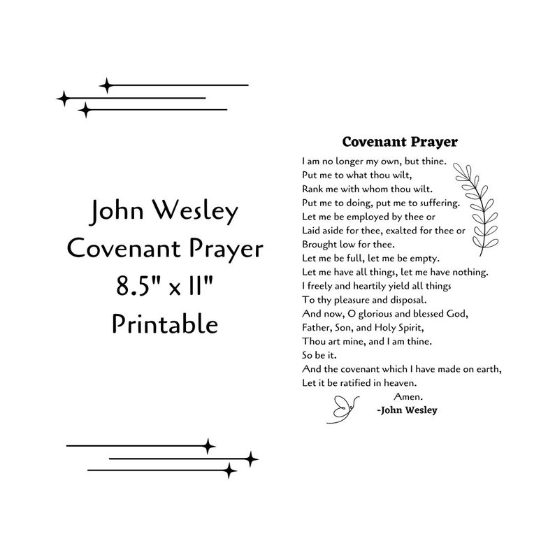 John Wesley Covenant Prayer 8.5