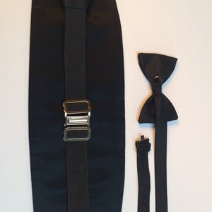 Men's Accessories Set, Black Cummerbund, Bow tie, Cuff links and Tuxedo Studs, Weddings, Vintage Accessories image 3