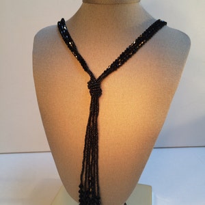 Black Beaded Neck-piece, 80&#39;s Vintage Jewelry, Black Necklace, Women&#39;s Jewelry