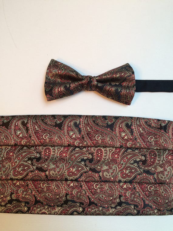 Paisley Bow Tie and Cummerbund, Vintage Men's Acce