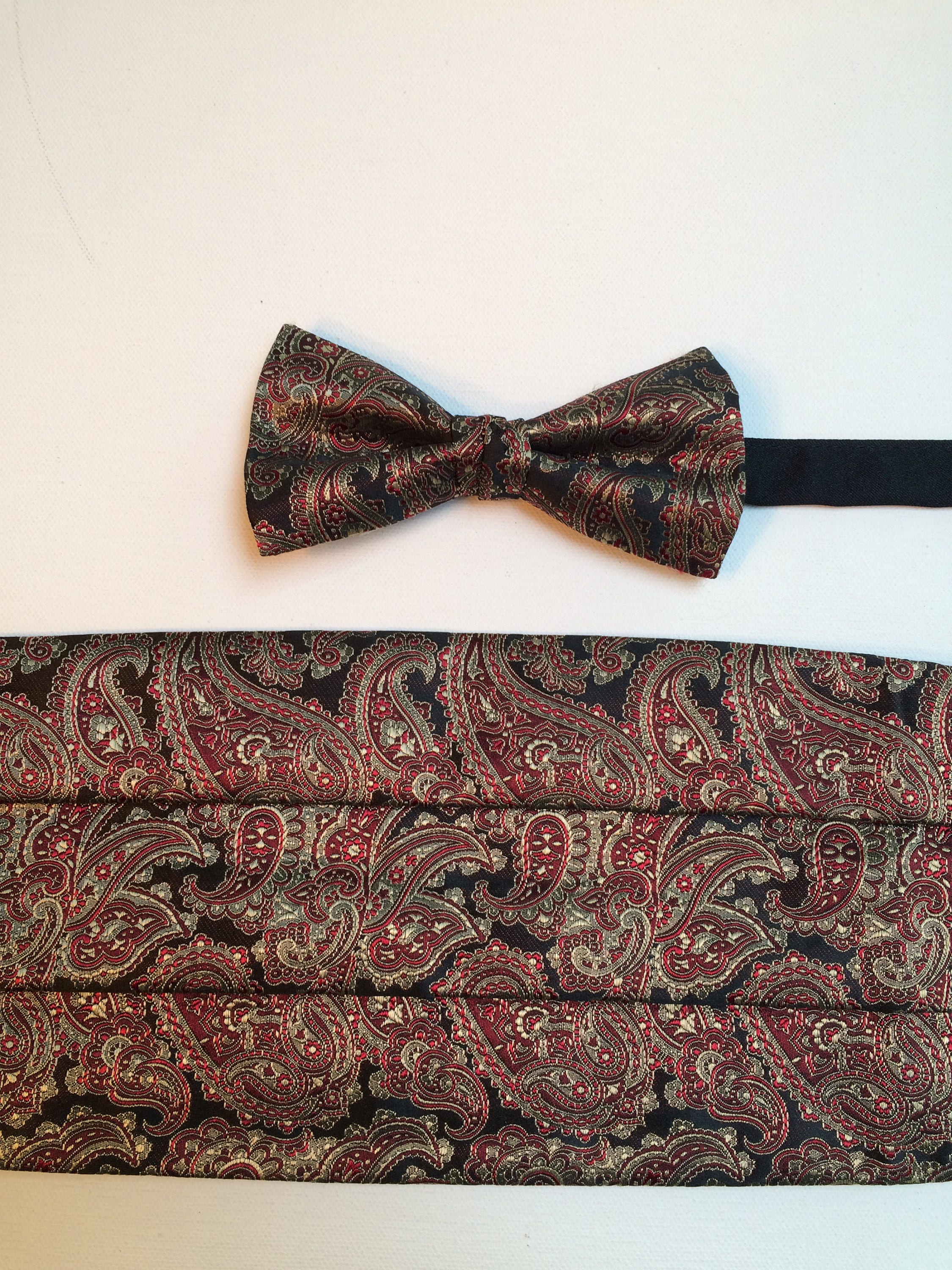 Paisley Bow Tie and Cummerbund Vintage Men's Accessories Etsy