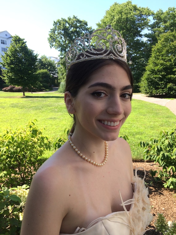 Rhinestone Tiara, Beaded Wedding Crown, Vintage Rh